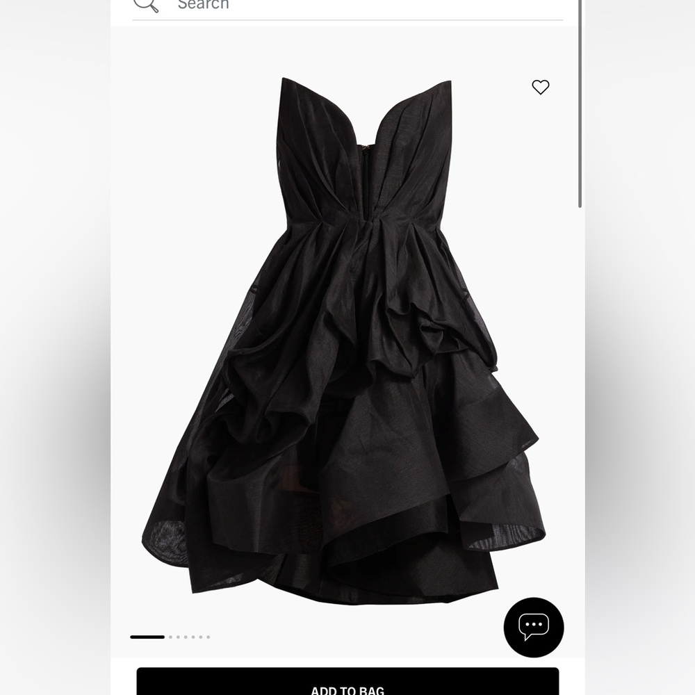 Zimmermann Black Strapless Pleated Cocktail Dress